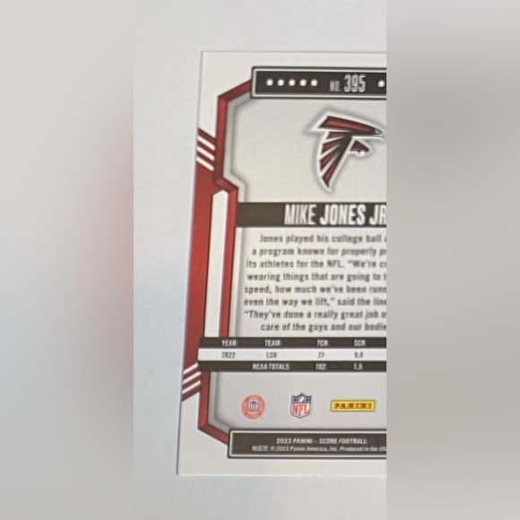 Trading card football 2023 Panini- Score # 395 Mike Jones JR. Rookie - Picture 7 of 8